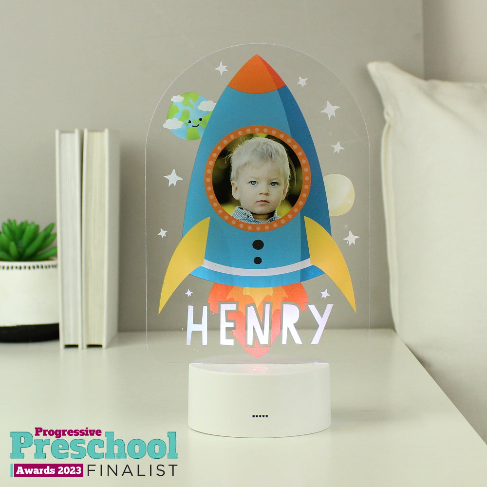 Eleanoras Personalised Rocket Photo Upload LED Colour Changing Night Light Novelty Lights