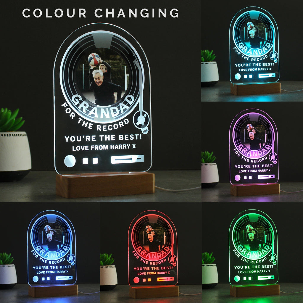 Eleanoras Personalised Record Photo Upload Wooden Based LED Light Novelty Lights