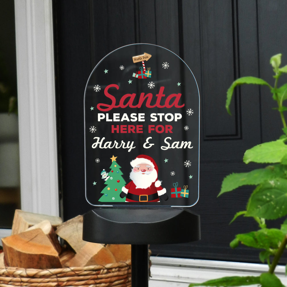 Eleanoras SANTA STOP HERE PERSONALISED OUTDOOR SOLAR LIGHT Novelty Lights