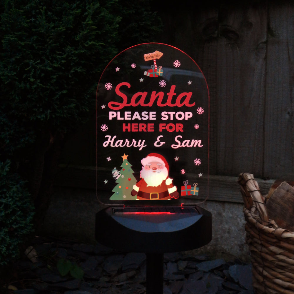 Eleanoras SANTA STOP HERE PERSONALISED OUTDOOR SOLAR LIGHT Novelty Lights