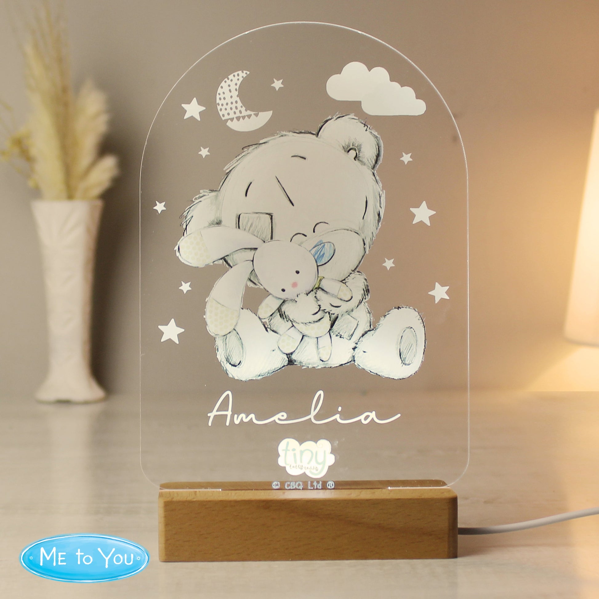 Eleanoras TINY TATTY TEDDY WOODEN BASED LED LIGHT Novelty Lights