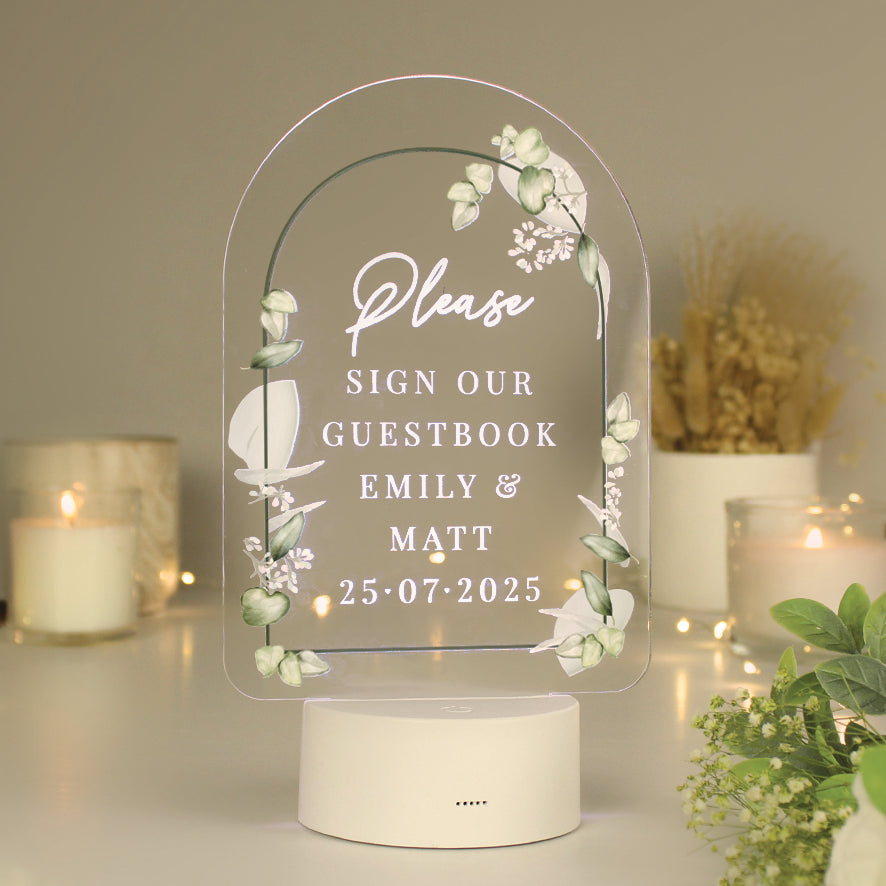 Eleanoras Personalised Botanical LED Colour Changing Wedding Sign Decorative Lights