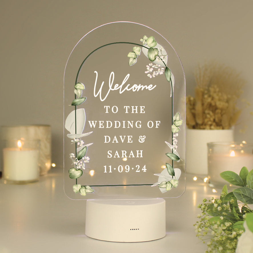 Eleanoras Personalised Botanical LED Colour Changing Wedding Sign Decorative Lights