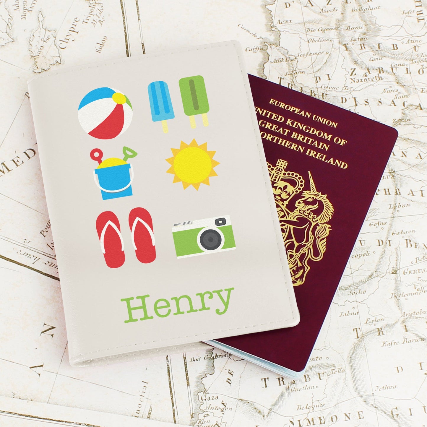 Personalised Bright Travel Cream Passport Holder Travel Accessories from Eleanoras