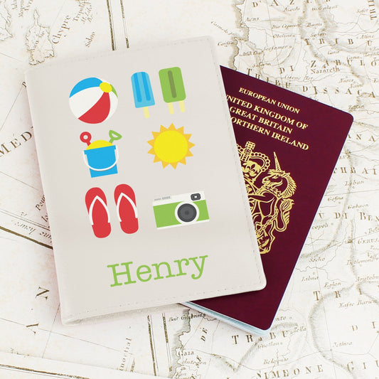 Eleanoras Personalised Bright Travel Cream Passport Holder Travel Accessories