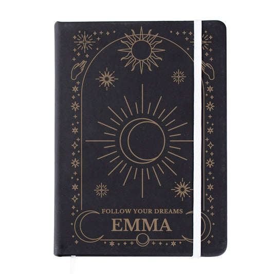 Personalised Celestial Black Hardback Notebook  from Eleanoras