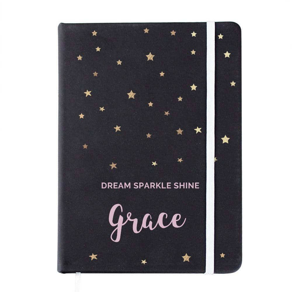 Eleanoras Personalised Starry Black Hardback Notebook Notebooks