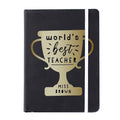 Eleanoras Personalised Worlds Best Teacher Trophy Black Hardback Notebook Notebooks