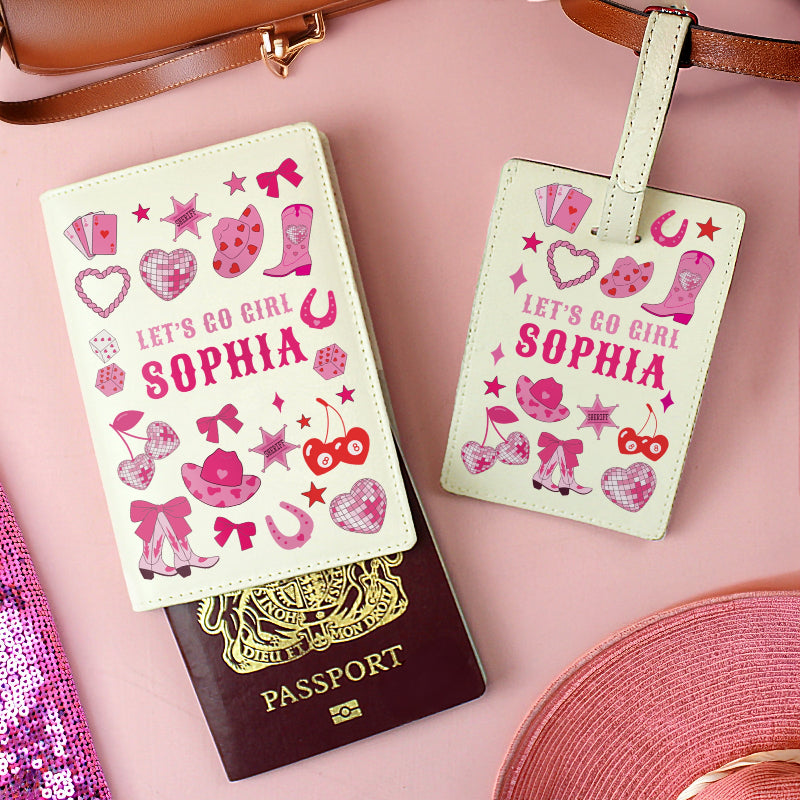 Personalised Cowgirl Passport Holder & Luggage Tag