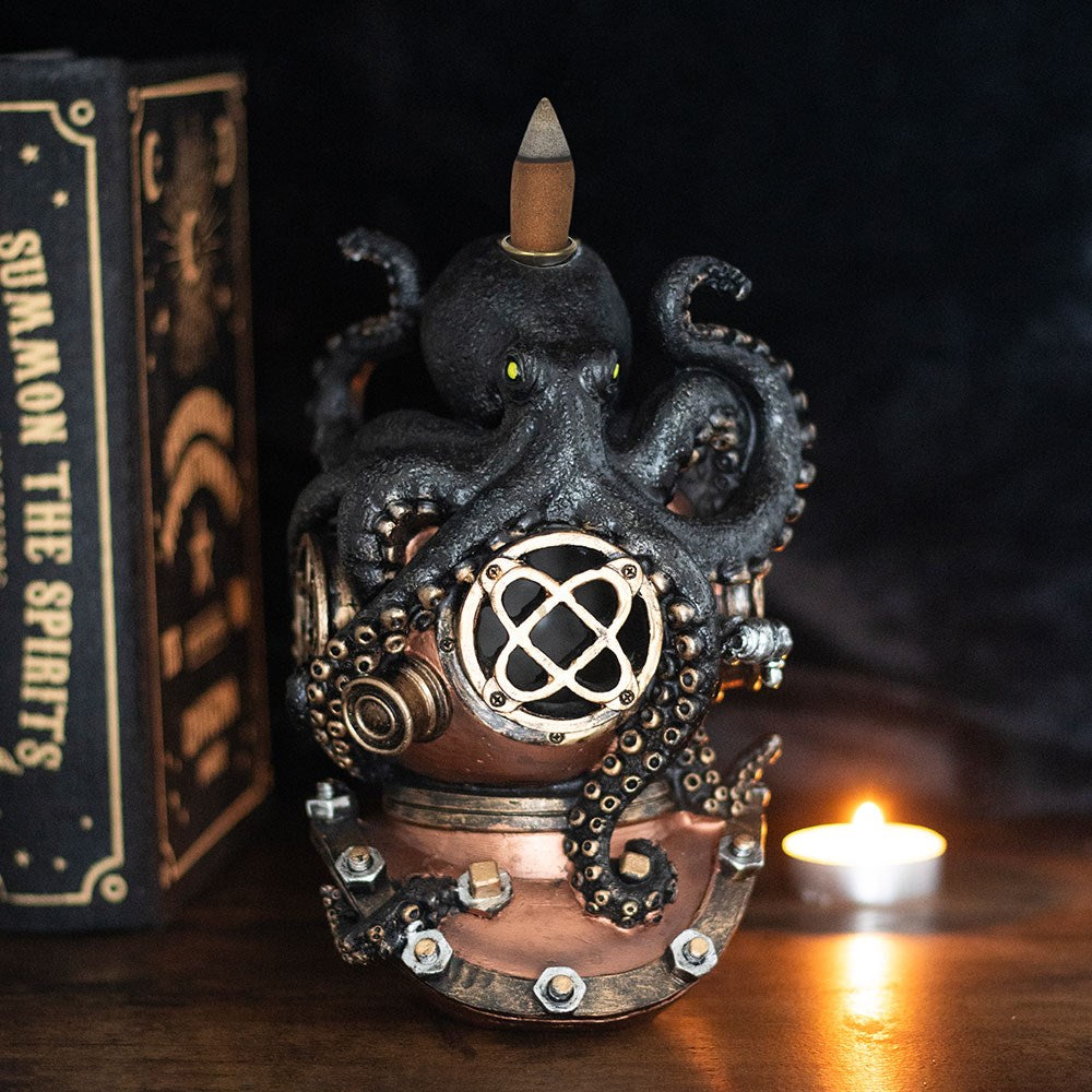 Eleanoras KRAKEN ON DIVERS HELMET BACKFLOW INCENSE BURNER Backflow Burners