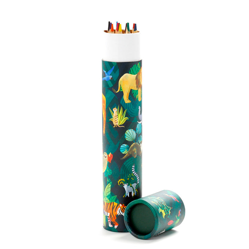 Eleanoras Animal Kingdom Large Pencil Pot with 12 Colouring Pencils Pencils