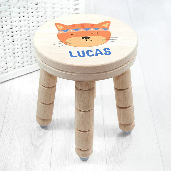 KITTEN PERSONALISED WOODEN STOOL