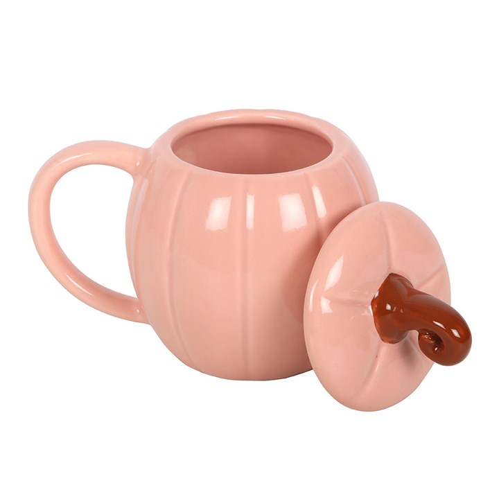 Pink Curly Pumpkin Lidded Mug