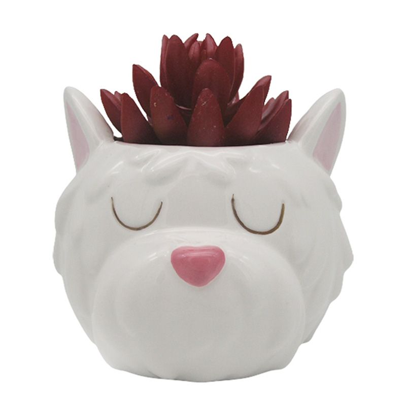 WESTIE DOG HEAD PLANT POT