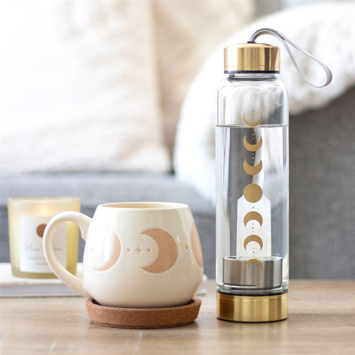 Eleanoras Quartz Moon Phase Glass Water Bottle Water Bottles