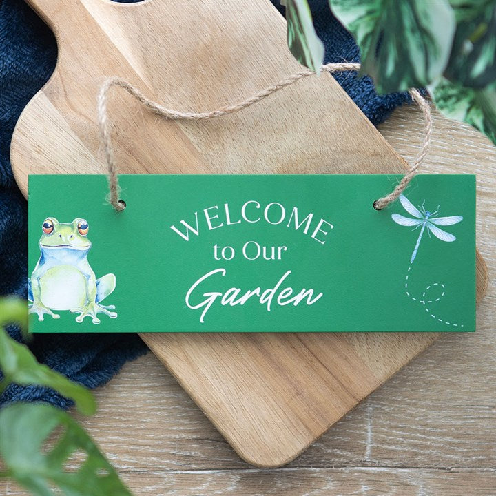 Eleanoras Welcome To Our Garden Green Hanging Sign Signs & Plaques