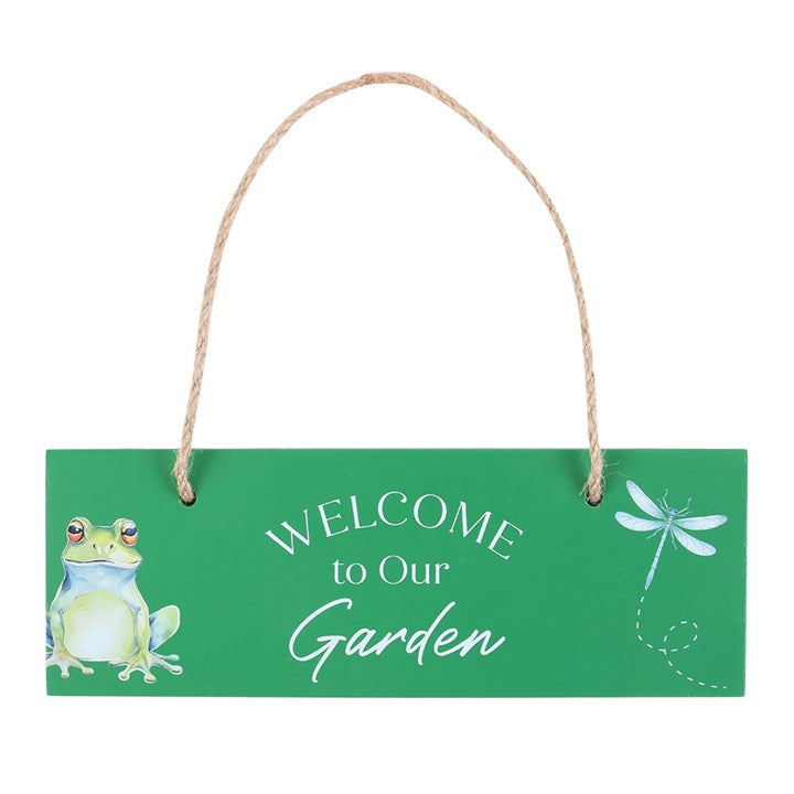 Eleanoras Welcome To Our Garden Green Hanging Sign Signs & Plaques