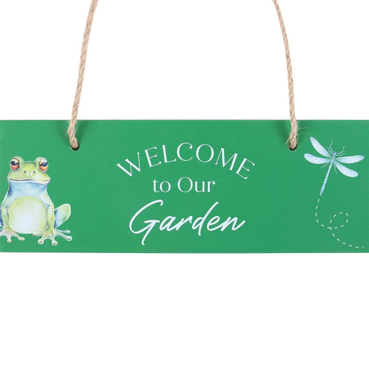 Eleanoras Welcome To Our Garden Green Hanging Sign Signs & Plaques