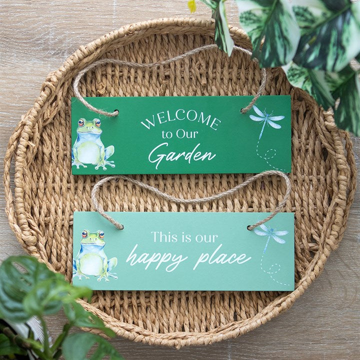 Eleanoras Welcome To Our Garden Green Hanging Sign Signs & Plaques