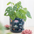 Eleanoras Pond Print Plant Pot With Saucer 