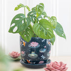 Eleanoras Pond Print Plant Pot With Saucer 
