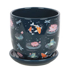 Eleanoras Pond Print Plant Pot With Saucer 