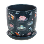 Eleanoras Pond Print Plant Pot With Saucer 