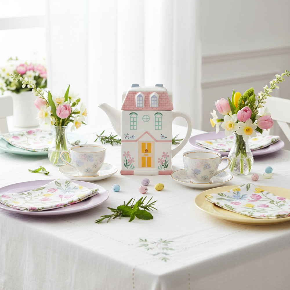 Eleanoras Pastel House Shaped Teapot Teapots & Tea Accessories