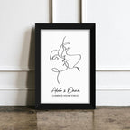 Eleanoras Personalised Romantic Line Art Loving Couple Print A4 Framed Prints