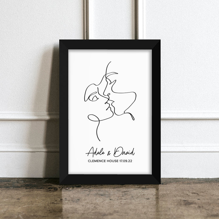 Eleanoras Personalised Romantic Line Art Loving Couple Print A4 Framed Prints