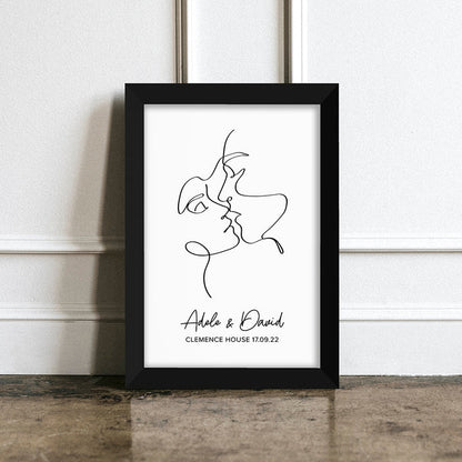 Eleanoras Personalised Romantic Line Art Loving Couple Print A4 PRINTS