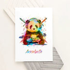 Eleanoras Personalised Watercolour Panda Gaming Print Prints
