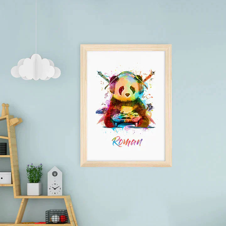 Eleanoras GAMING PANDA WATERCOLOUR PRINT Kids Wall Art & Prints