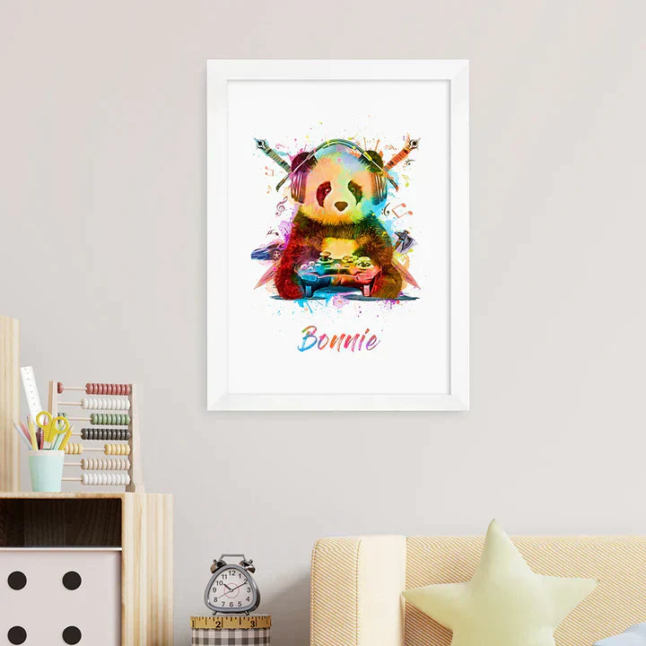 Eleanoras GAMING PANDA WATERCOLOUR PRINT Kids Wall Art & Prints