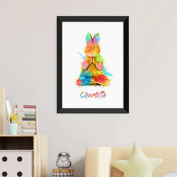 Eleanoras Personalised Watercolour Rabbit Meditation Print Prints