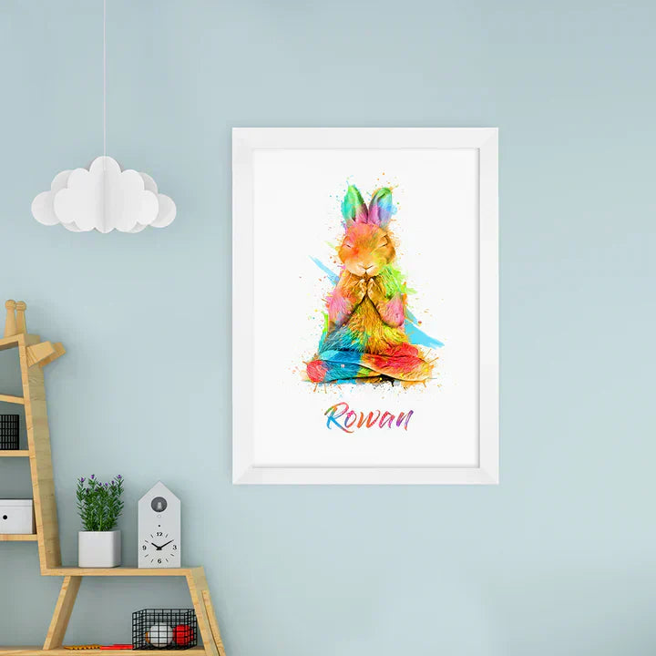 Eleanoras Personalised Watercolour Rabbit Meditation Print Prints