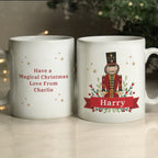 Christmas-themed mug showing the front and back design.