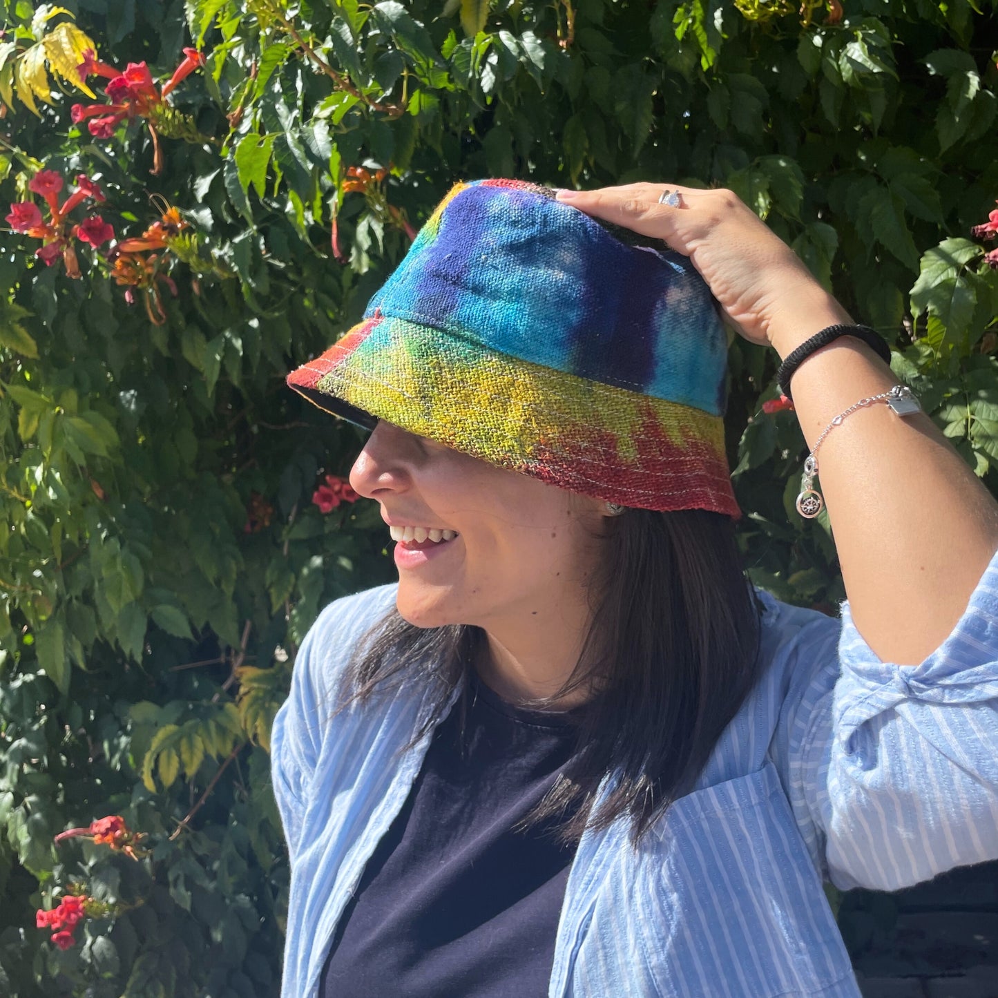 Eleanoras Tiedye Patched Hemp & Cotton Boho Festival Hat 