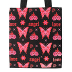Flaming Butterfly Print Polycotton Tote Bag