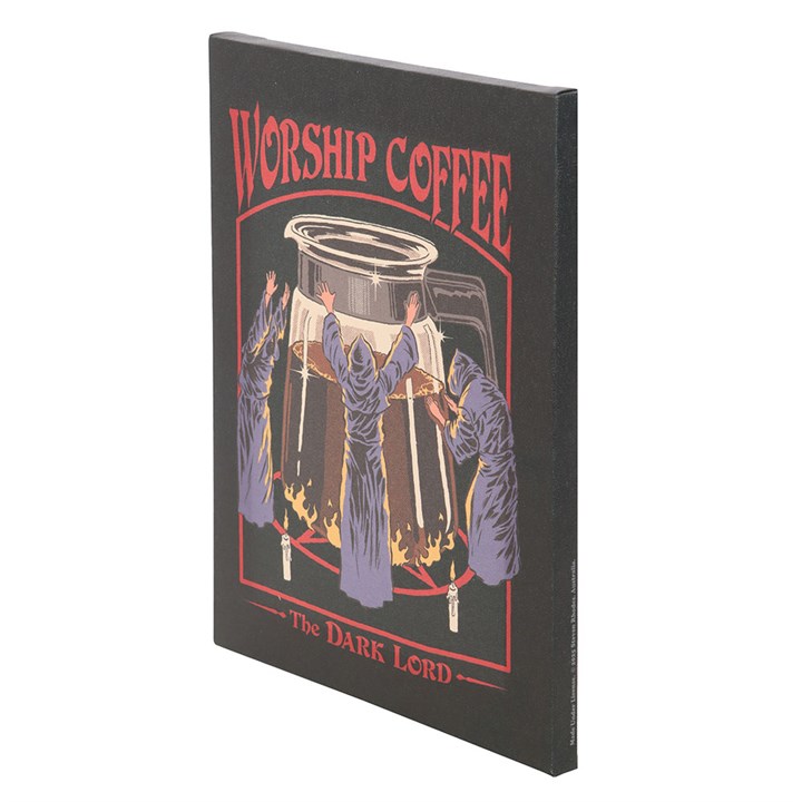 Worship Coffee Canvas Plaque by Steven Rhodes