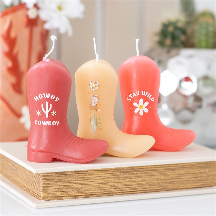 Eleanoras Set Of 3 Cowboy Boot Candles Candles