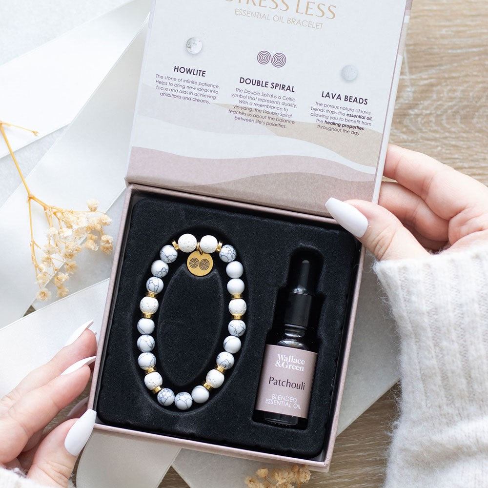 Eleanoras Stress Less Howlite Crystal essentail Oil Bracelet Bracelets