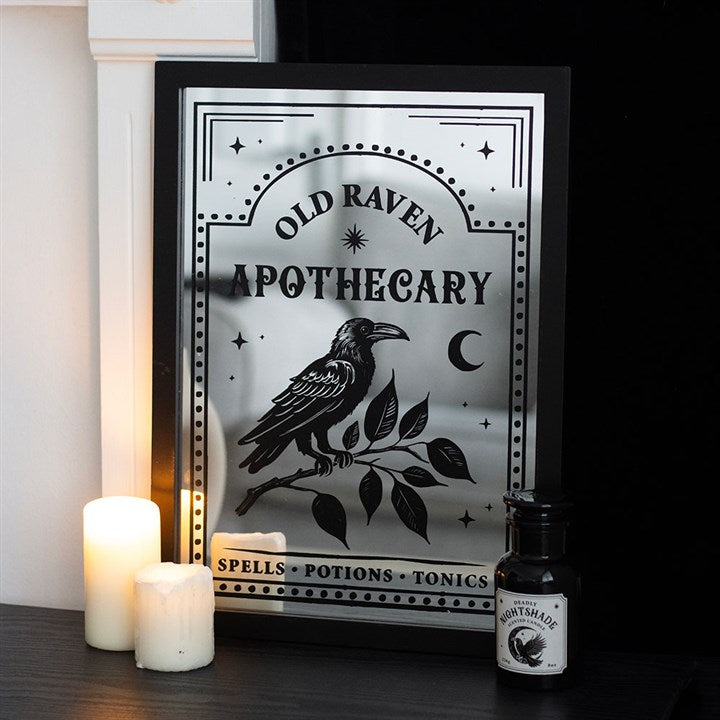 Eleanoras Old Raven Apothecary Mirrored Wall Art 