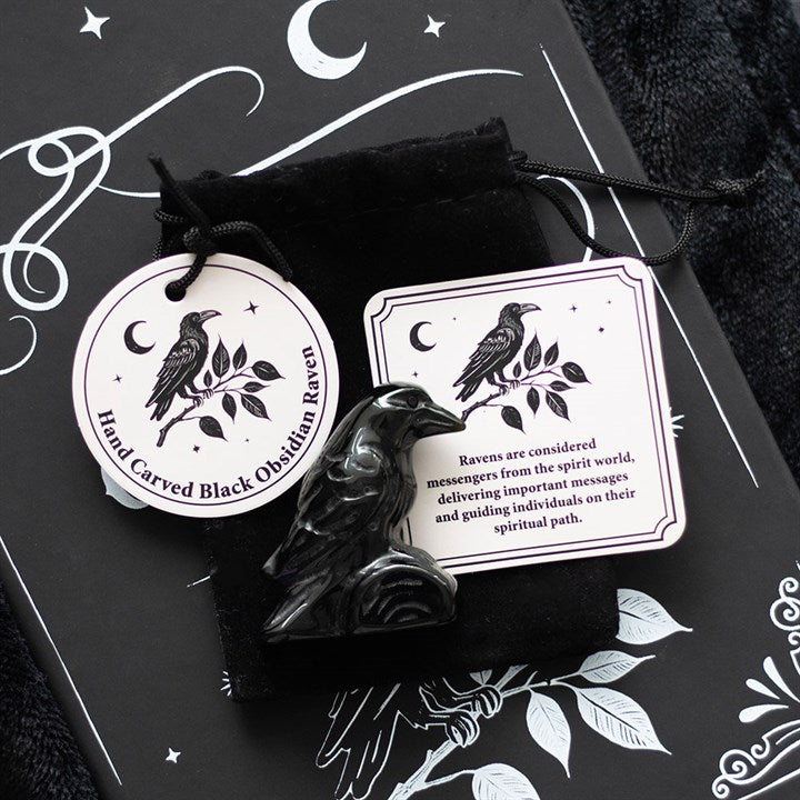 Eleanoras Black Obsidian Raven Ornament in a Bag 