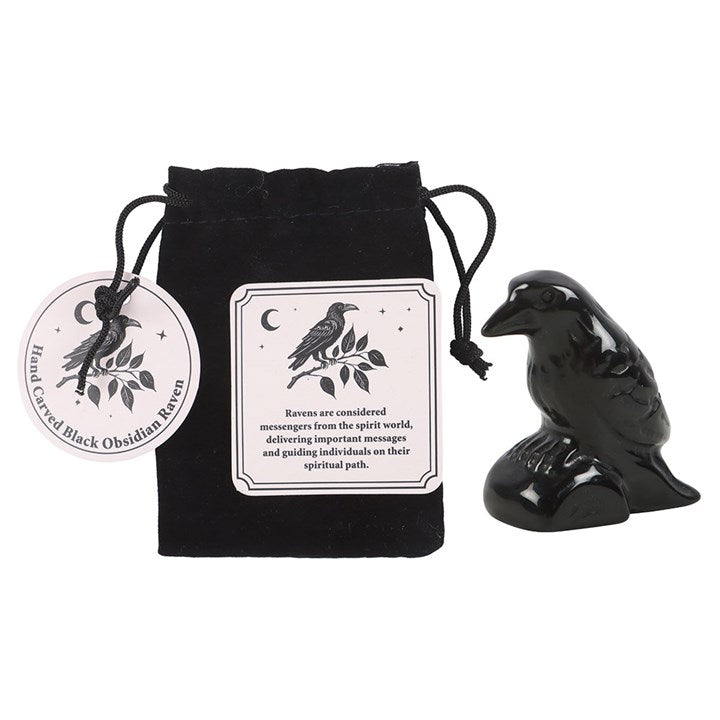 Eleanoras Black Obsidian Raven Ornament in a Bag 