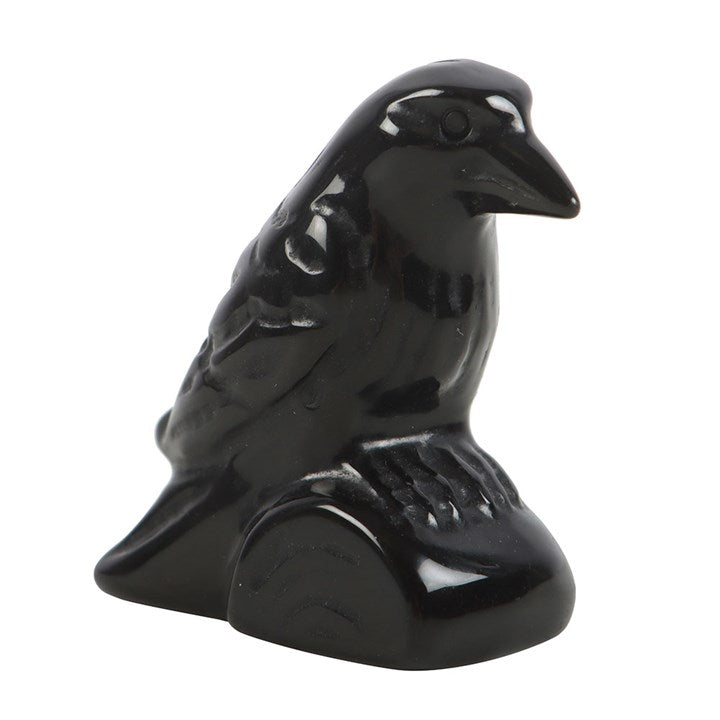 Eleanoras Black Obsidian Raven Ornament in a Bag 