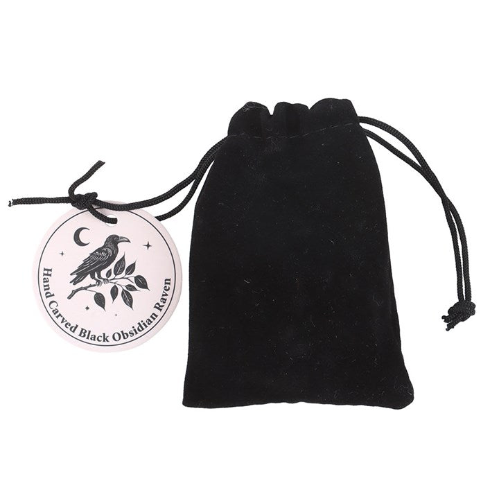 Eleanoras Black Obsidian Raven Ornament in a Bag 