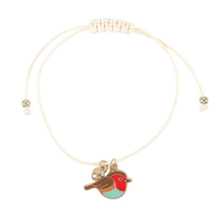 Bracelet with a bird charm on a white background