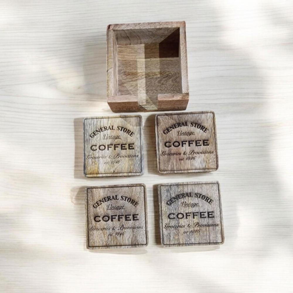 Eleanoras COFFEE GENERAL STORE COASTERS Set Of 4 PLACEMATS & COASTERS