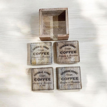 Eleanoras COFFEE GENERAL STORE COASTERS Set Of 4 PLACEMATS & COASTERS